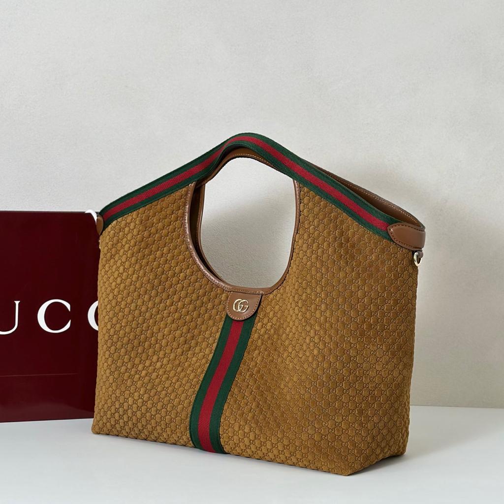 [True-to-ORIGINAL] Gvc*1 Giglio Large Tote Bag Brown GG Suede For Women 23.6in/60cm ‎‎‎853971 CAAB8 2147