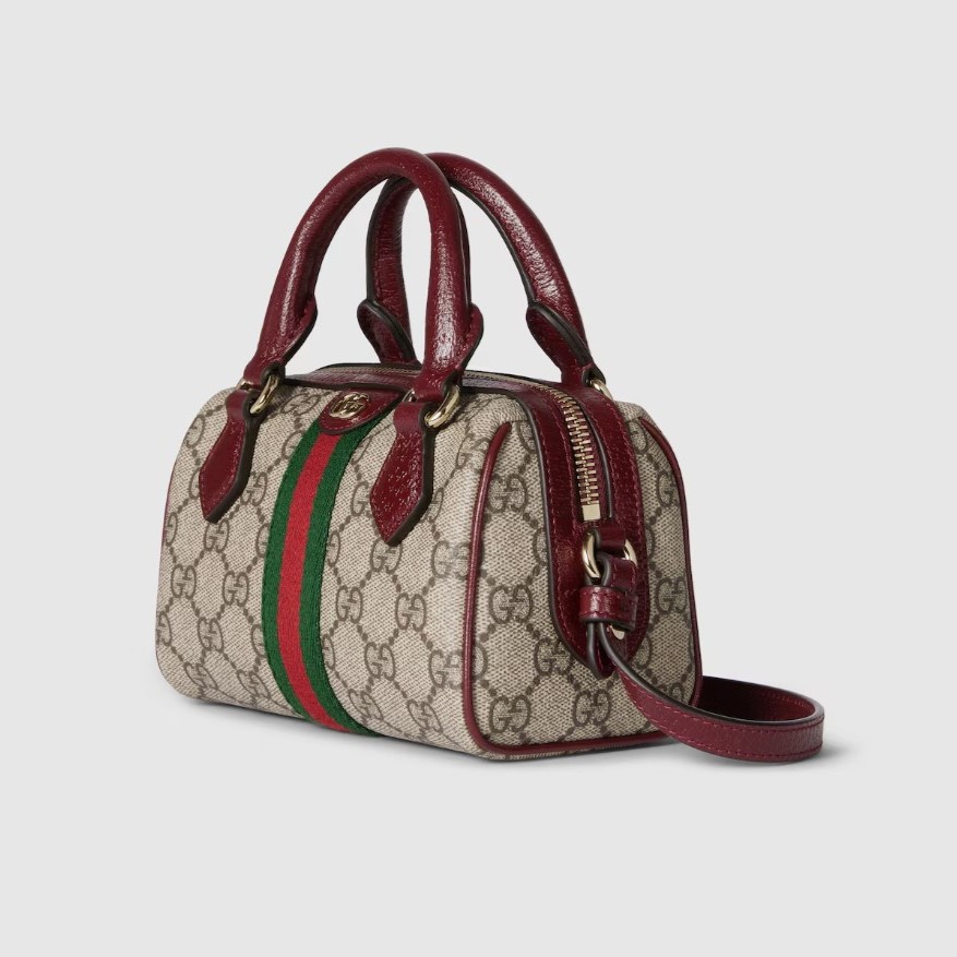 Gvc*1 Ophidia Mini Boston Bag Beige And Brown GG For Women 6.3in/16cm ‎838478 FAE0P 9789
