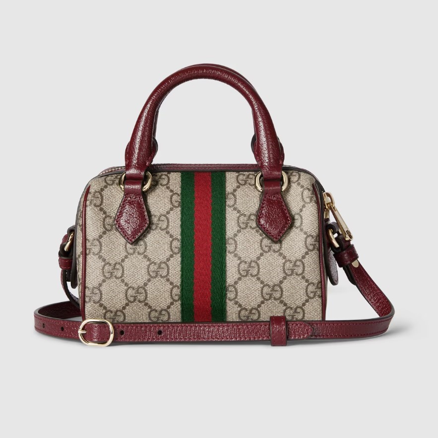 Gvc*1 Ophidia Mini Boston Bag Beige And Brown GG For Women 6.3in/16cm ‎838478 FAE0P 9789