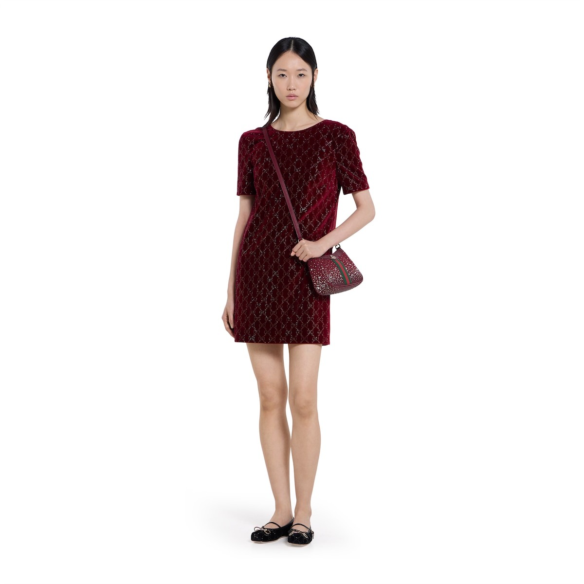 [True-to-ORIGINAL] Gvc*1 Ophidia Crystals Small Shoulder Bag For Women 10.2in/26cm 841341 FAFFA 8541