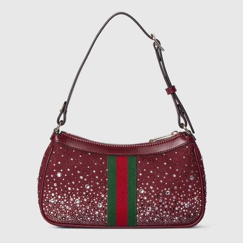 [True-to-ORIGINAL] Gvc*1 Ophidia Crystals Small Shoulder Bag For Women 10.2in/26cm 841341 FAFFA 8541