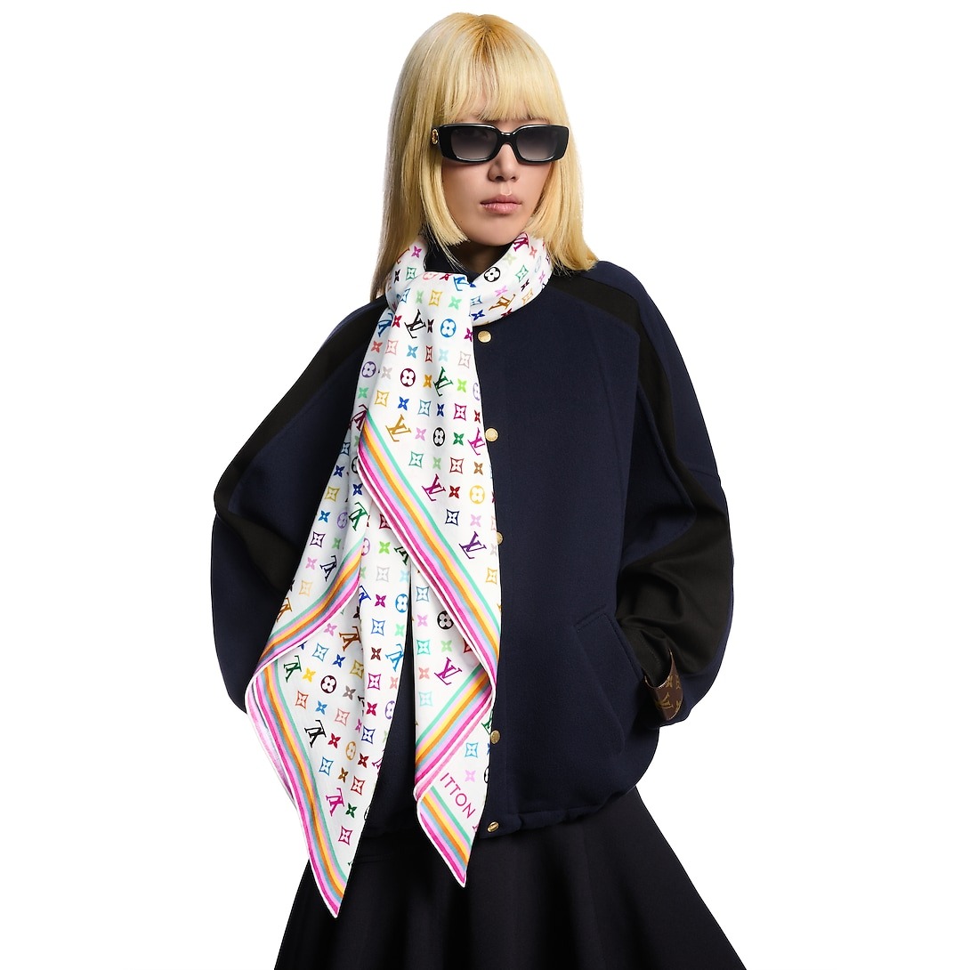 L0vis Vvtt0n LV x TM Monogram Multicolor Shawl 52.8in/ 134cm White For Women M94974