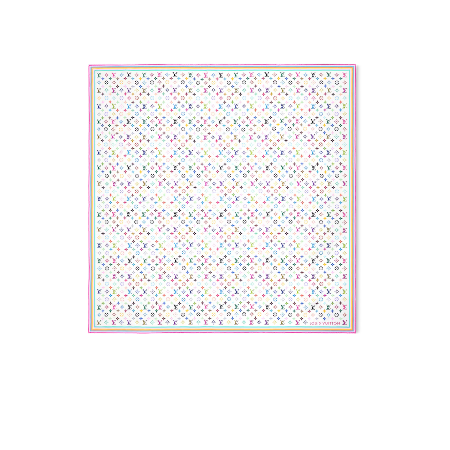 L0vis Vvtt0n LV x TM Monogram Multicolor Shawl 52.8in/ 134cm White For Women M94974