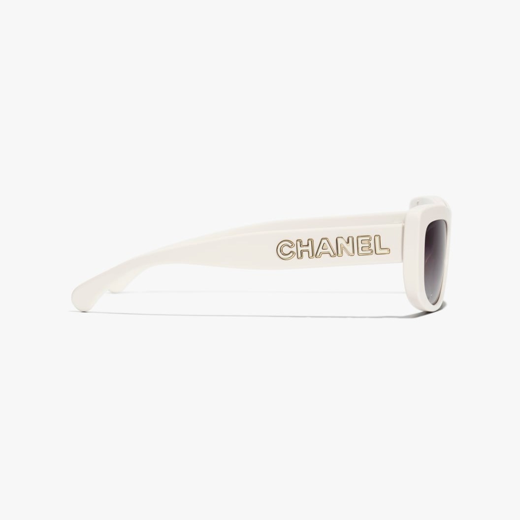 Ch**el Rectangle Sunglasses White For Women A71760 X08101 S2861