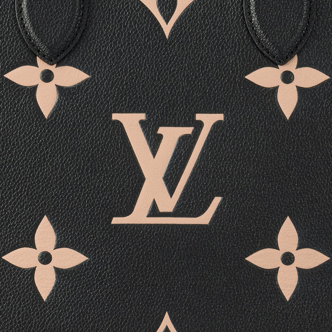 L0vis Vvtt0n OnTheGo MM Tote Bag 13.8in/ 35cm Black/Beige Gold Hardware For Women M45495