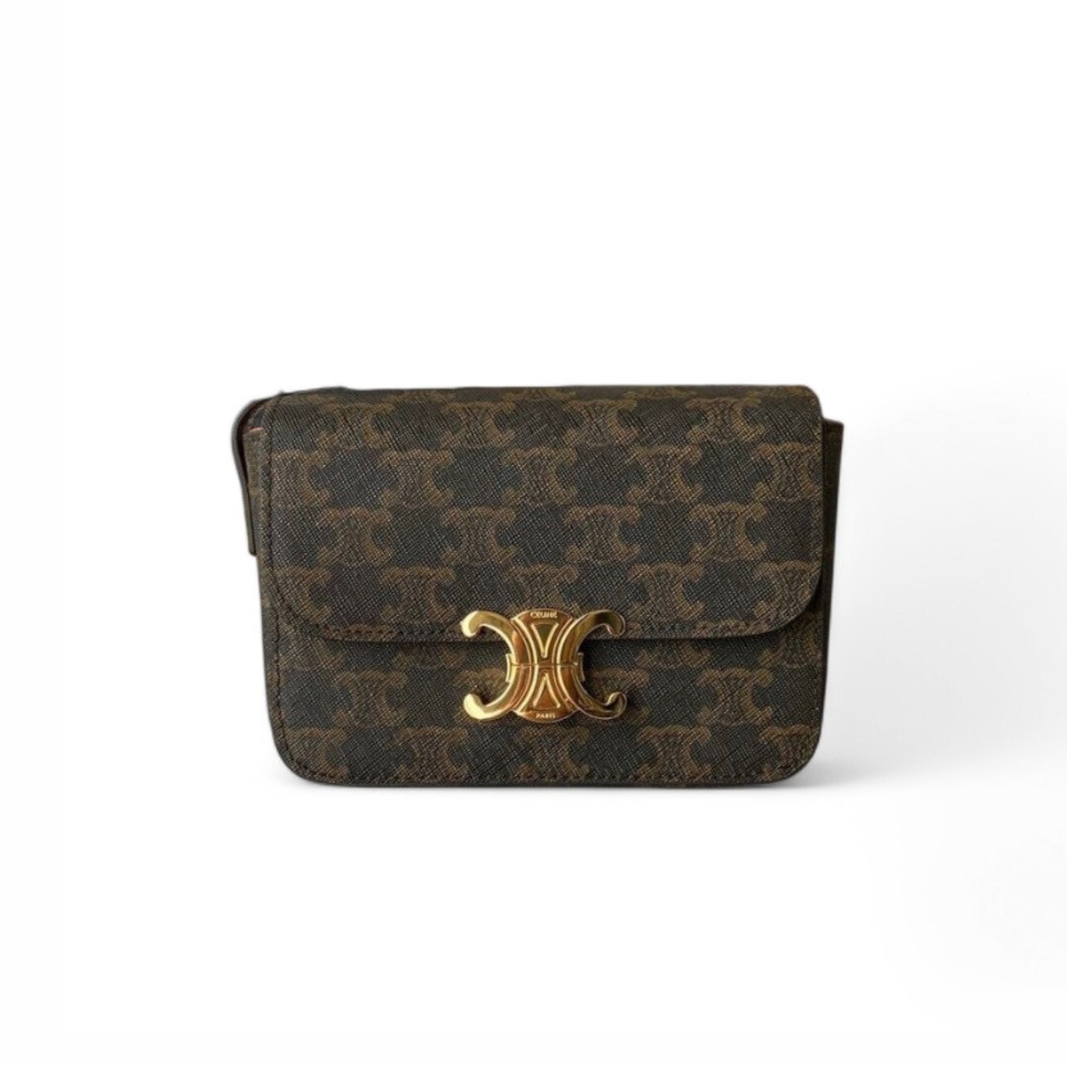 Ce1i*e Triomphe Shoulder Bag Brown/Black For Women‎ 7in/18.5cm