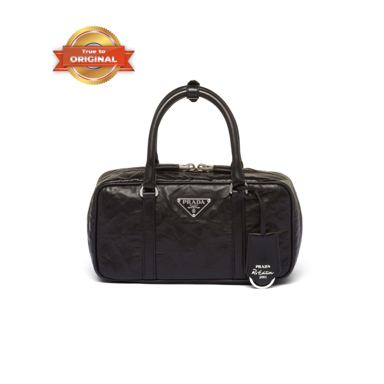 [True-to-ORIGINAL] Pra*a Antique Nappa Multi-Pocket Top-Handle Bag Black For Women 9.5in/24cm 1BB098-UVL-F0002-V-T2O