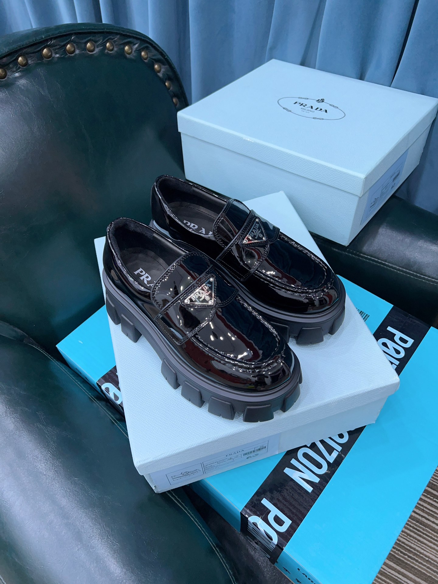 Pra*a Monolith Brushed Loafers Black For Women 2.4in/60mm PRD