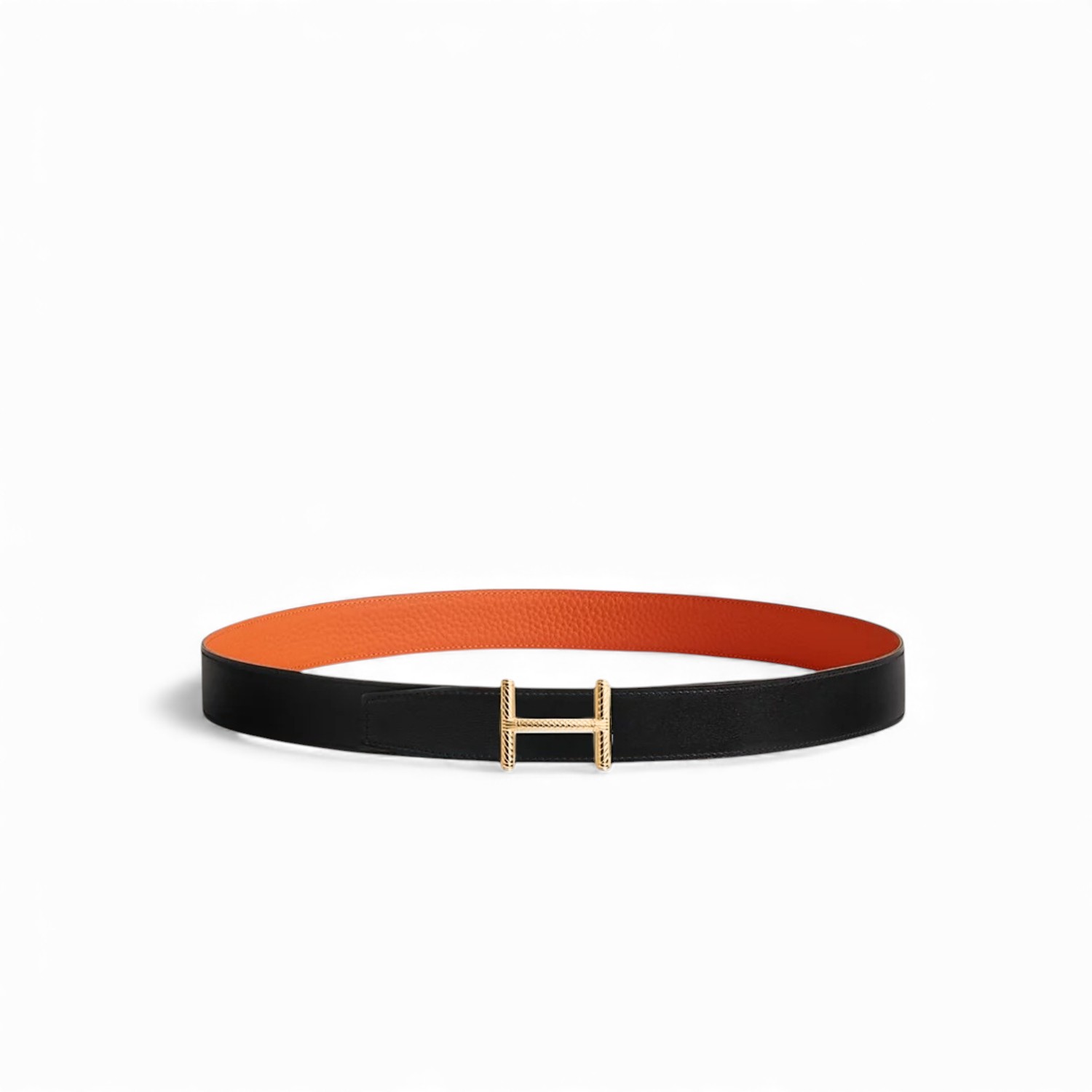 H**me5 Hisseo Belt Buckle And Reversible Leather Strap 32 mm Noir/Orange For Men H011772UP82