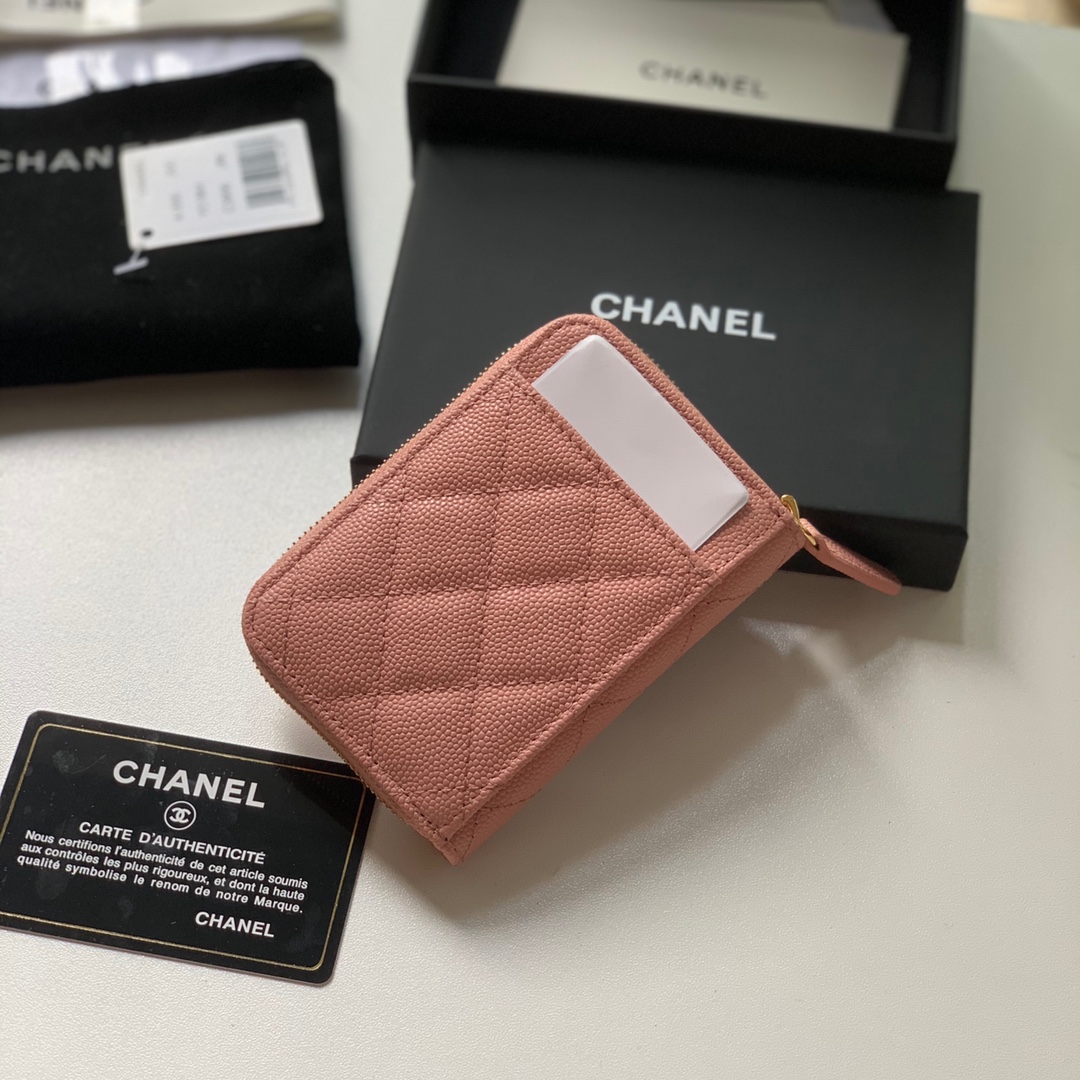 Ch**el Zipped Coin Purse Pink Bag For Women 10.9cm/4.3in AP1650 Y33352 NI687