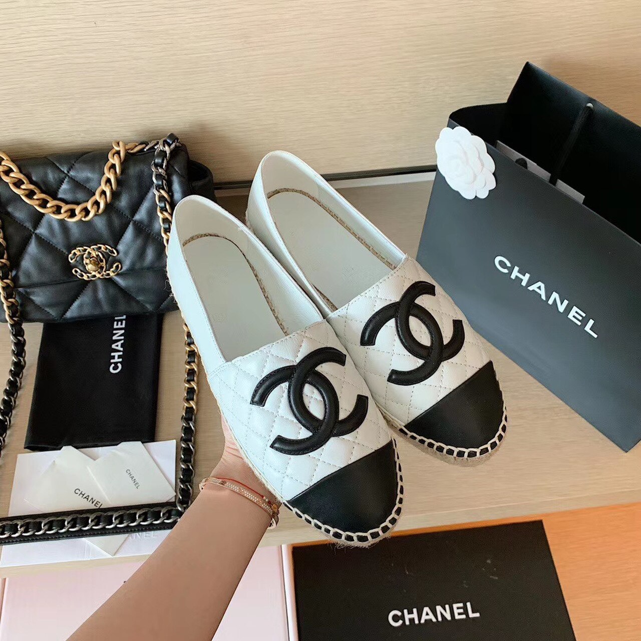 Ch**el Espadrilles White/Black For Women, Women’s Shoes G29762