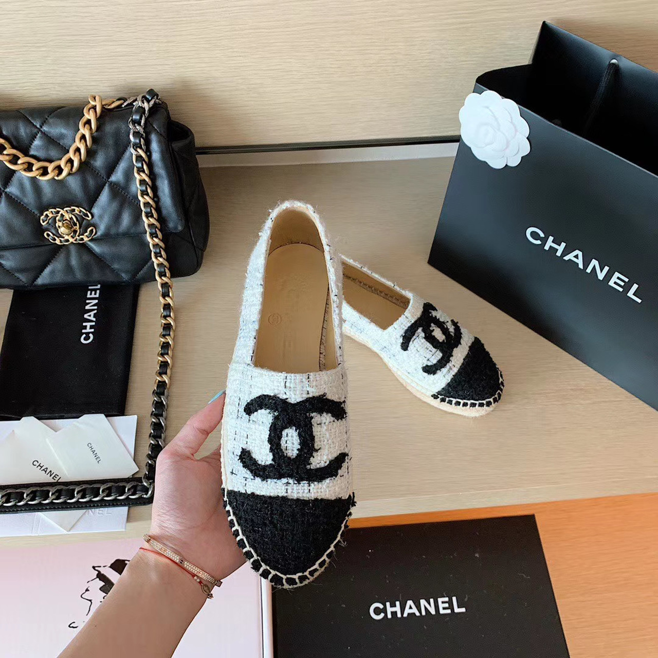 Ch**el Espadrilles White/Black For Women, Women’s Shoes G29762