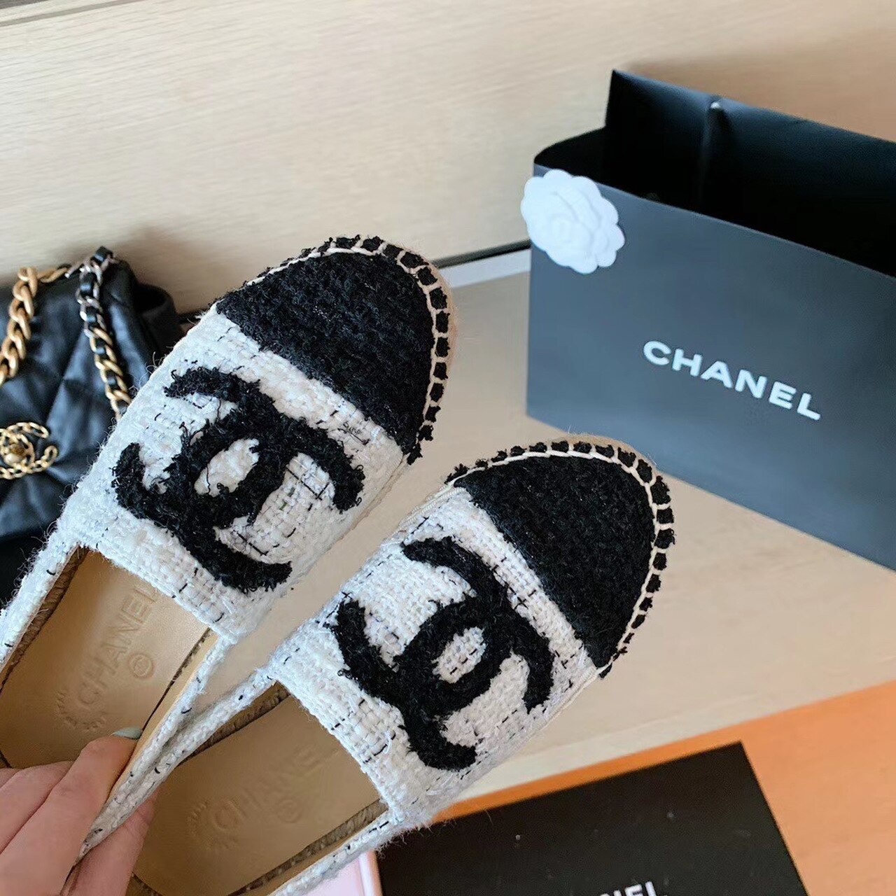 Ch**el Espadrilles White/Black For Women, Women’s Shoes G29762