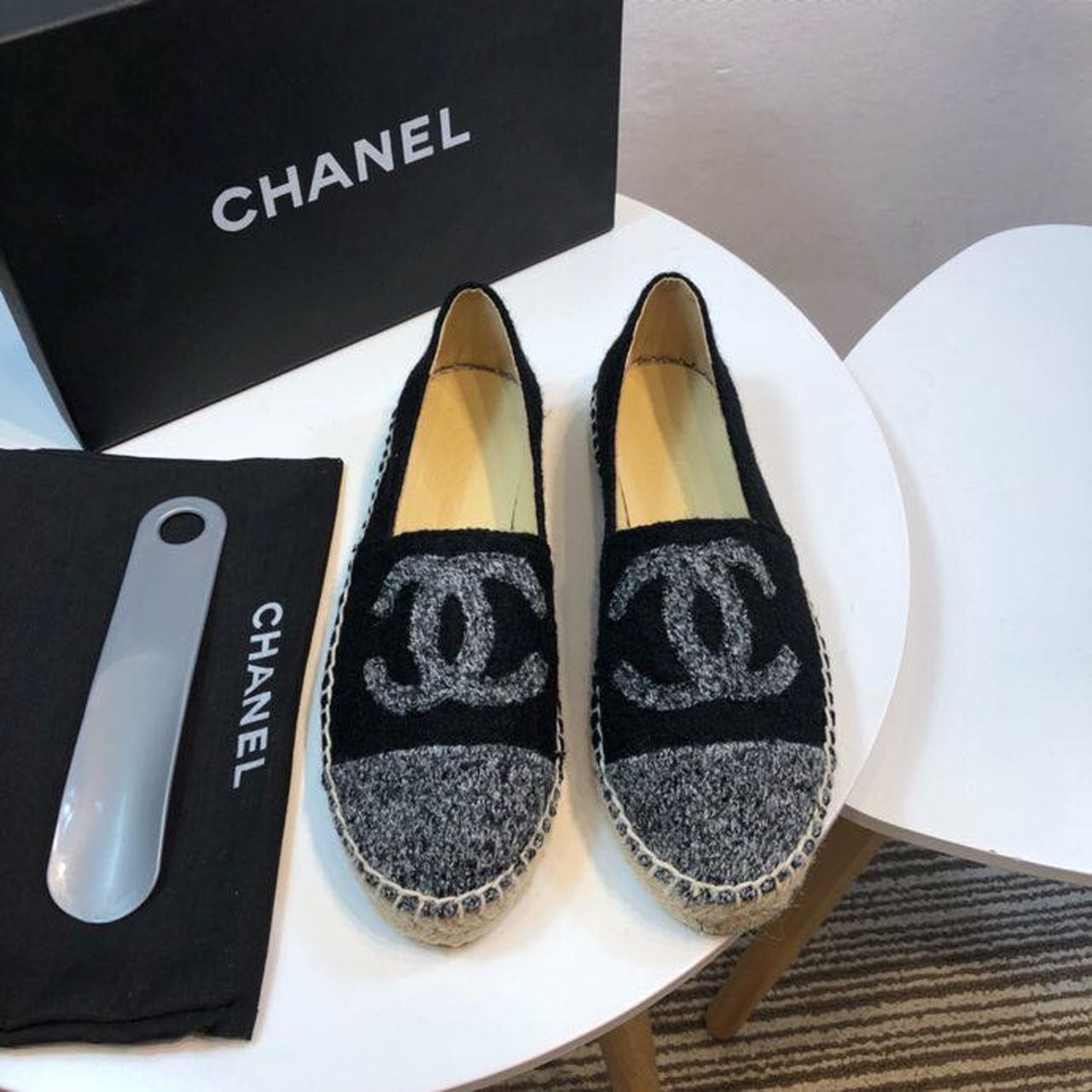 Ch**el Espadrille Black/Grey For Women, Women’s Shoes G29762