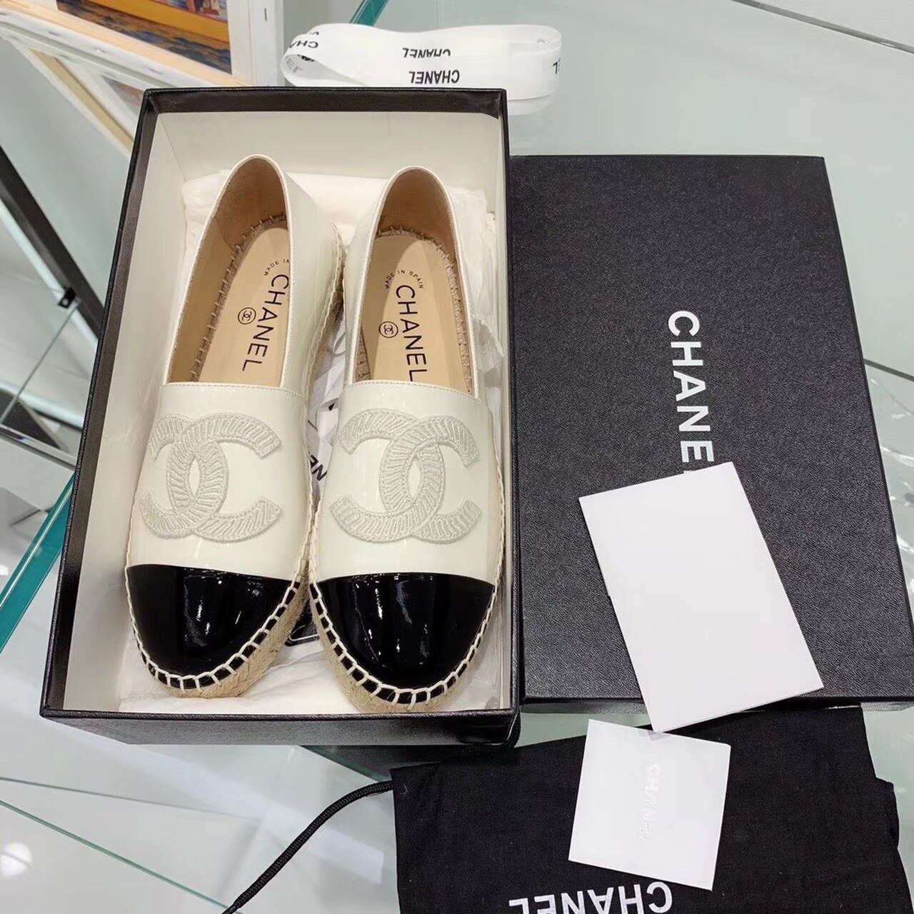 Ch**el Espadrilles White/Black For Women, Women’s Shoes G29762