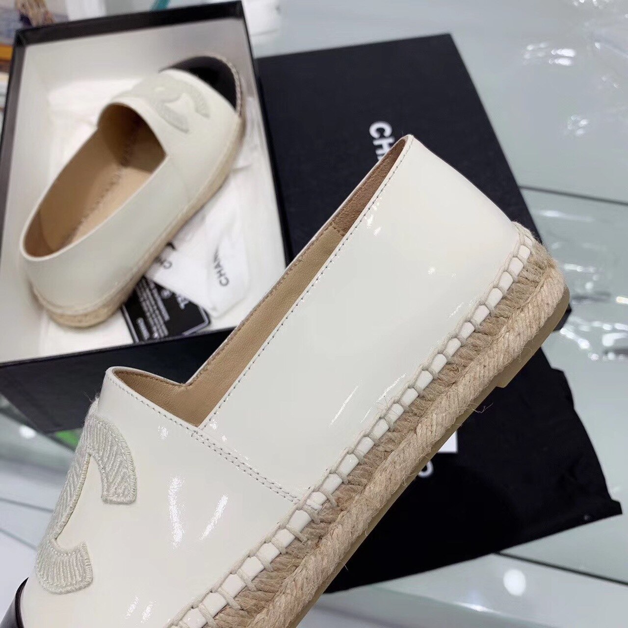 Ch**el Espadrilles White/Black For Women, Women’s Shoes G29762