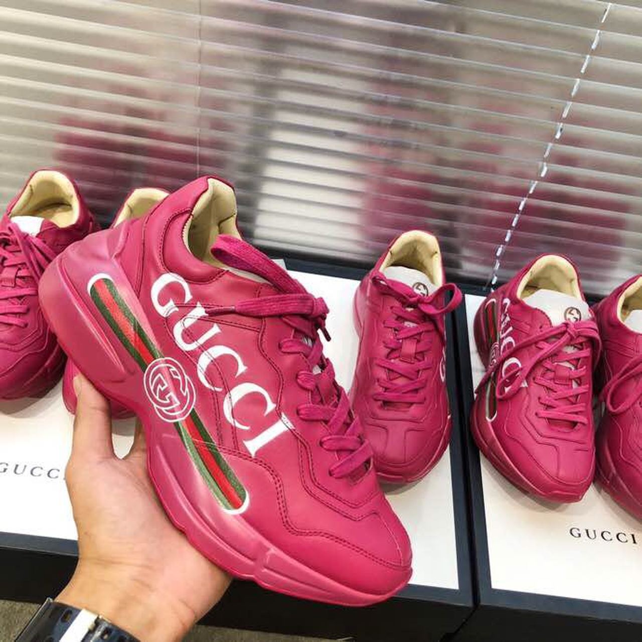 Gvc*1 Women’s Rhyton Gvc*1 Logo Sneaker Pink For Women GG