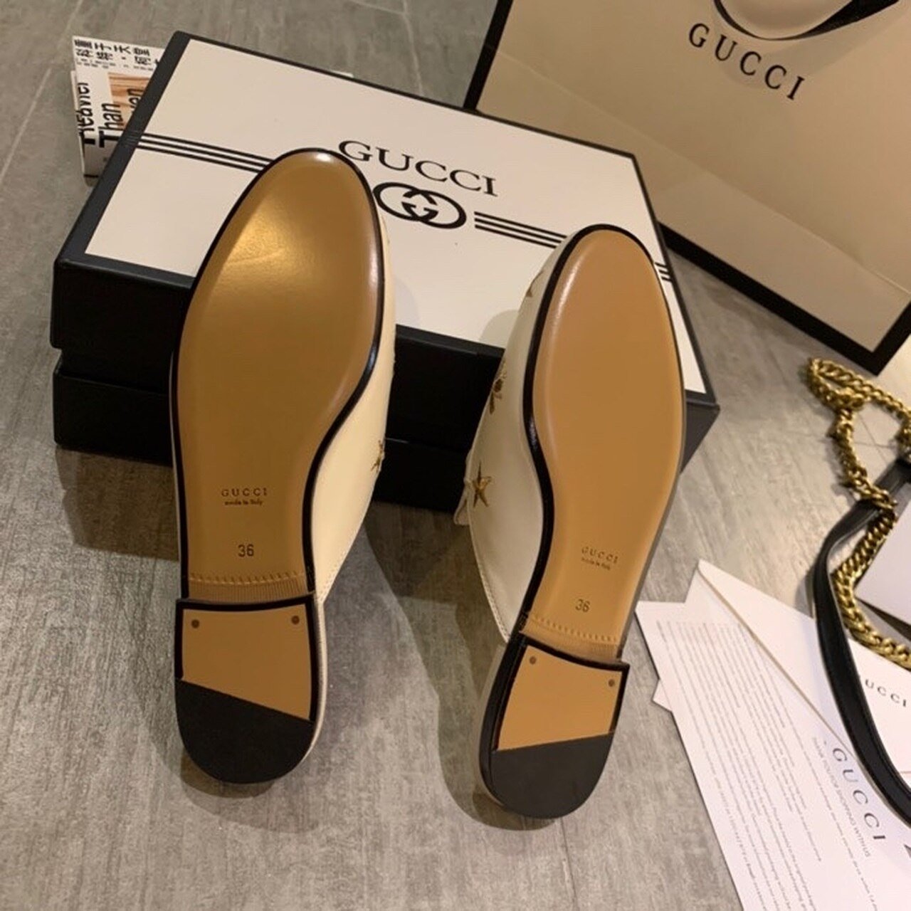 Gvc*1 Princetown Slipper With Bee Stars Beige For Women GG