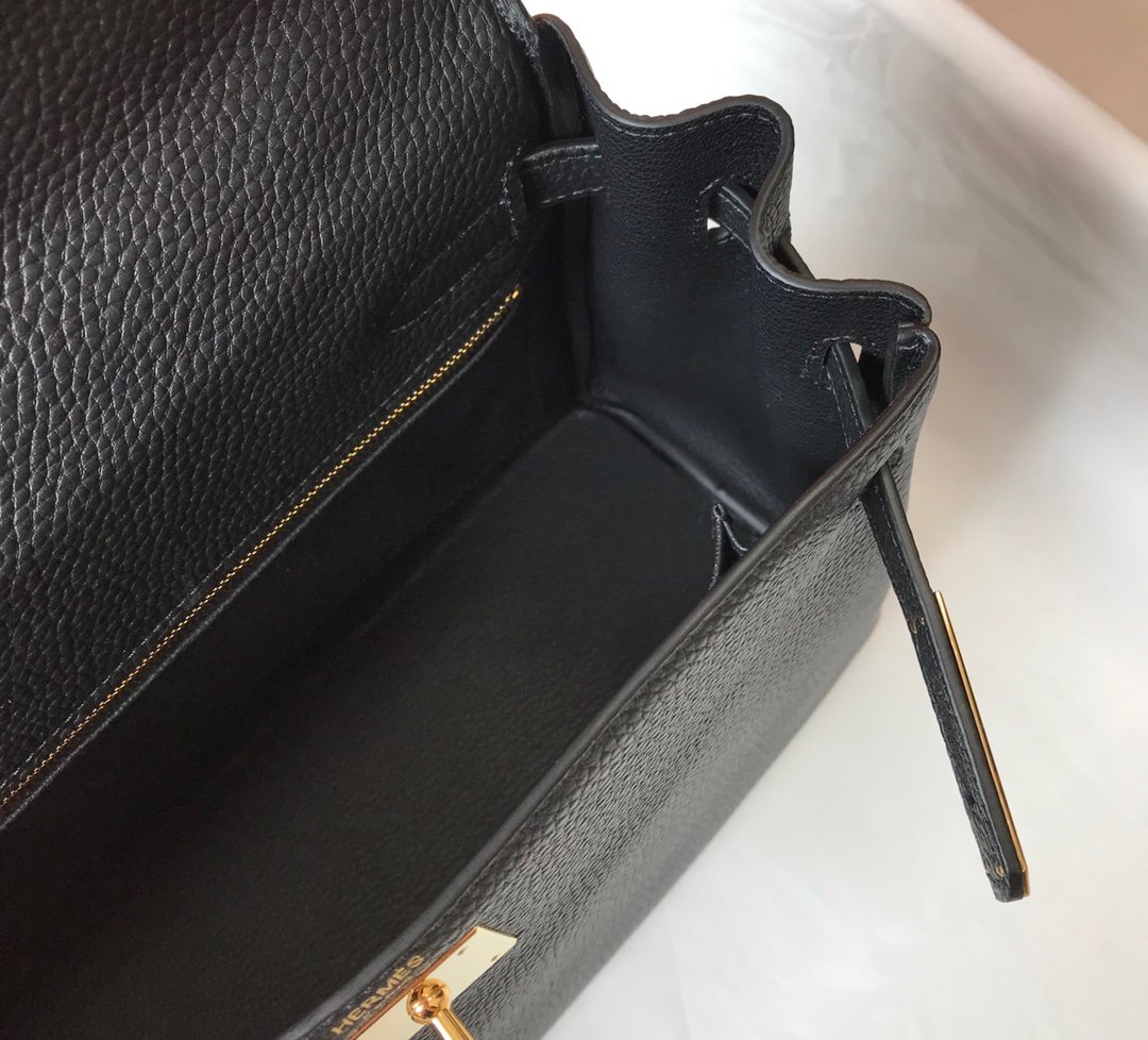 H**me5 Kelly 28 Retourne Togo Black Bag For Women, Women’s Handbags, Shoulder Bags 11in/28cm