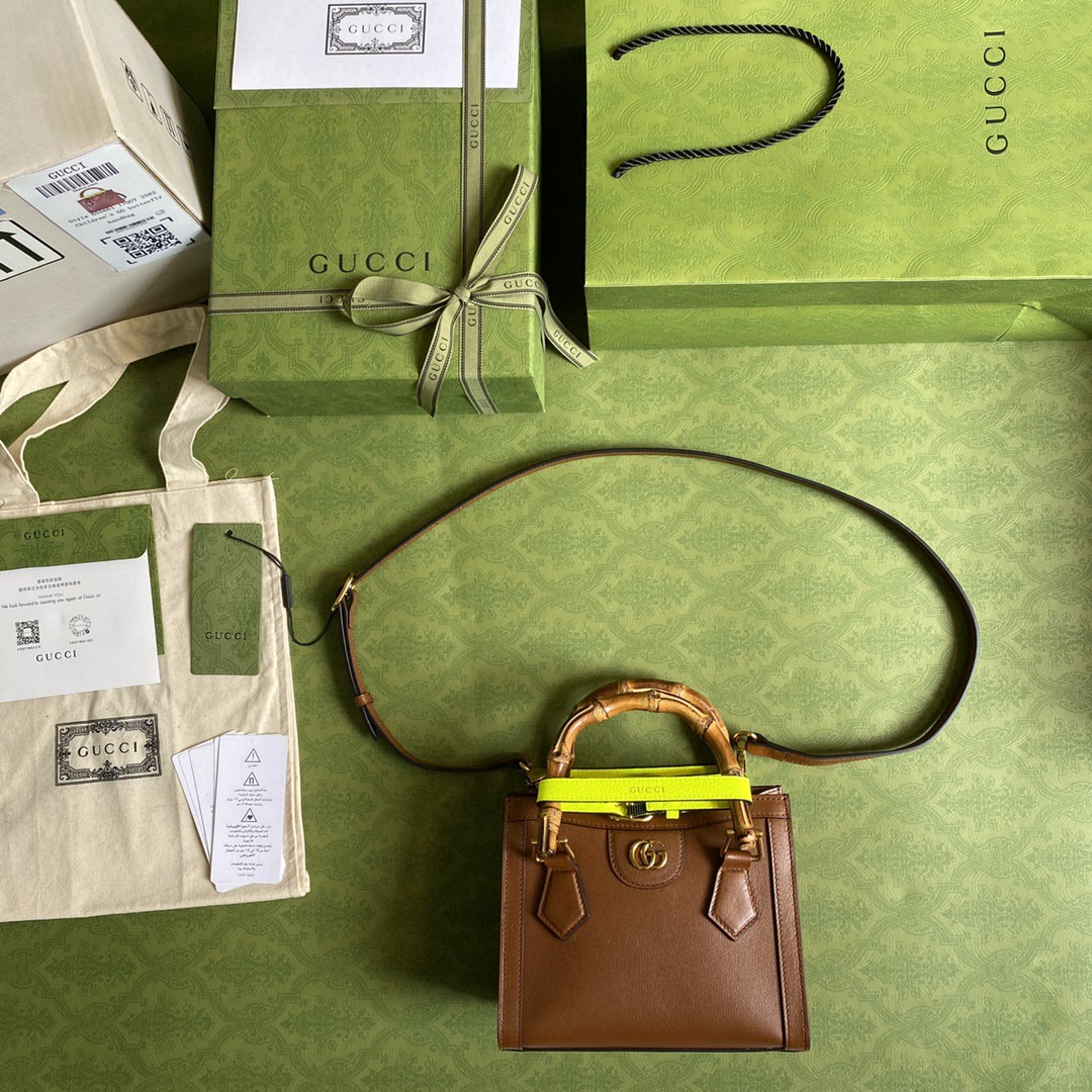 Gvc*1 Diana Mini Tote Bag Brown For Women 8in/20cm GG 655661-17QDT-2582