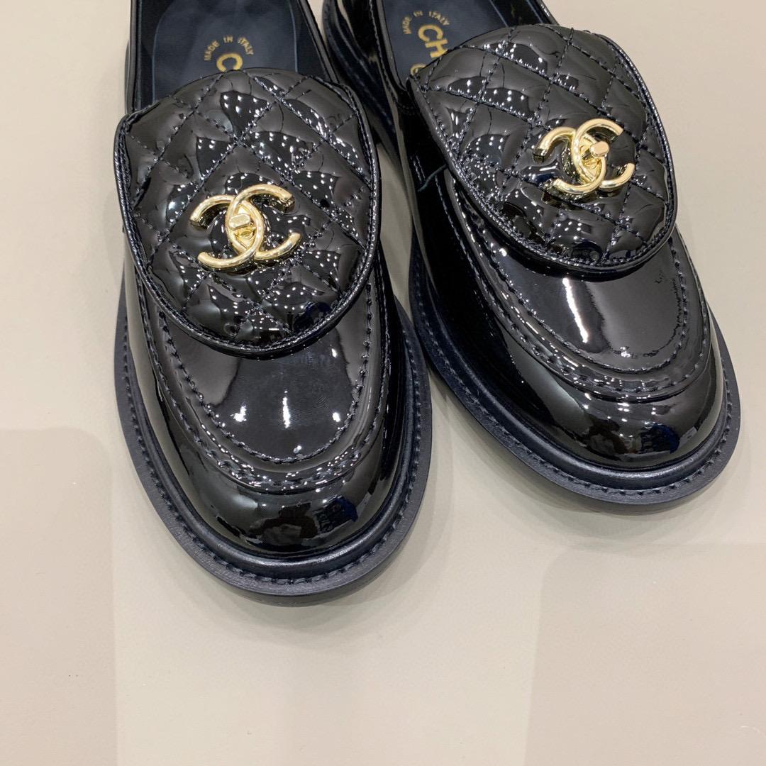 Ch**el Loafers Shiny Black For Women, Women’s Shoes G36646