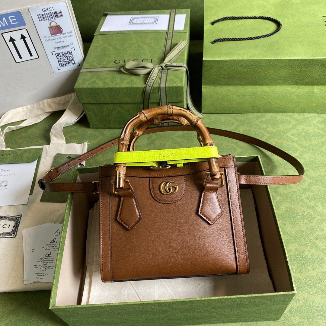 Gvc*1 Diana Mini Tote Bag Brown For Women 8in/20cm GG 655661-17QDT-2582