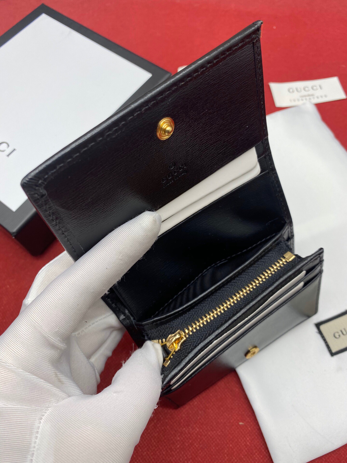 Gvc*1 Horsebit 1955 Card Case Wallet Black Women’s Wallet 11cm/4.3in GG 621887 0YK0G 1000