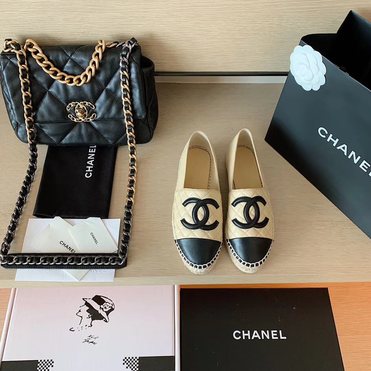 Ch**el Espadrilles Beige/Black For Women, Women’s Shoes G29762