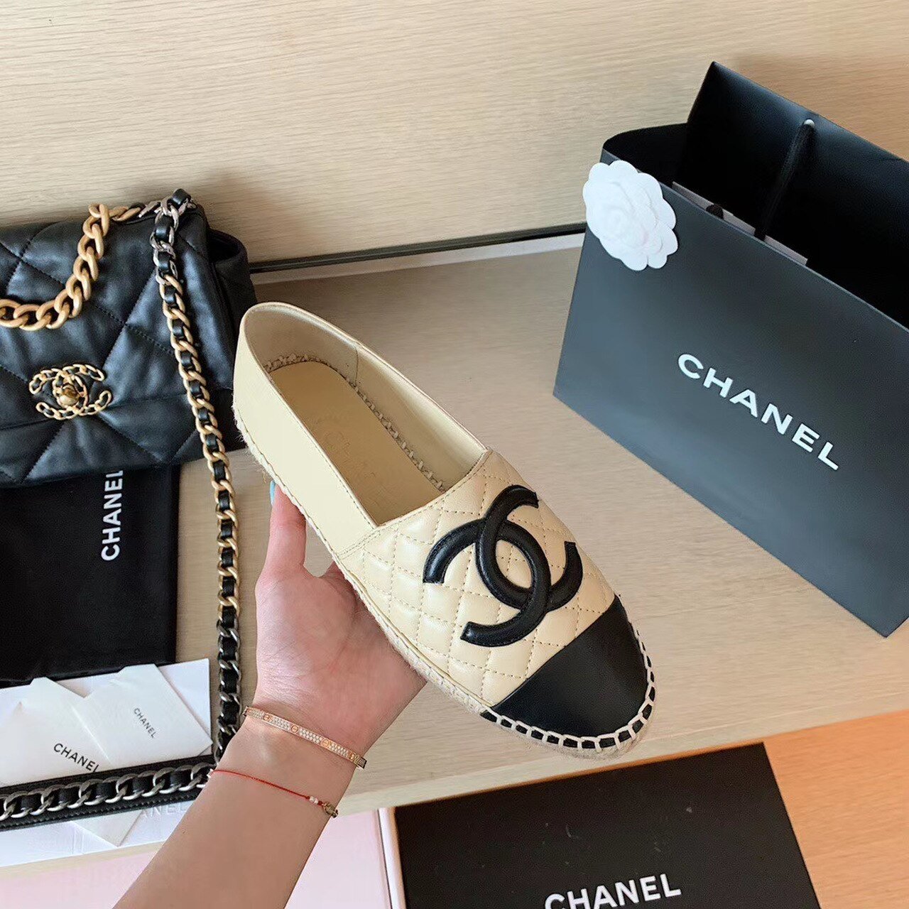Ch**el Espadrilles Beige/Black For Women, Women’s Shoes G29762