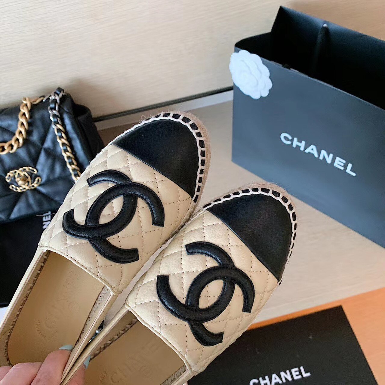 Ch**el Espadrilles Beige/Black For Women, Women’s Shoes G29762