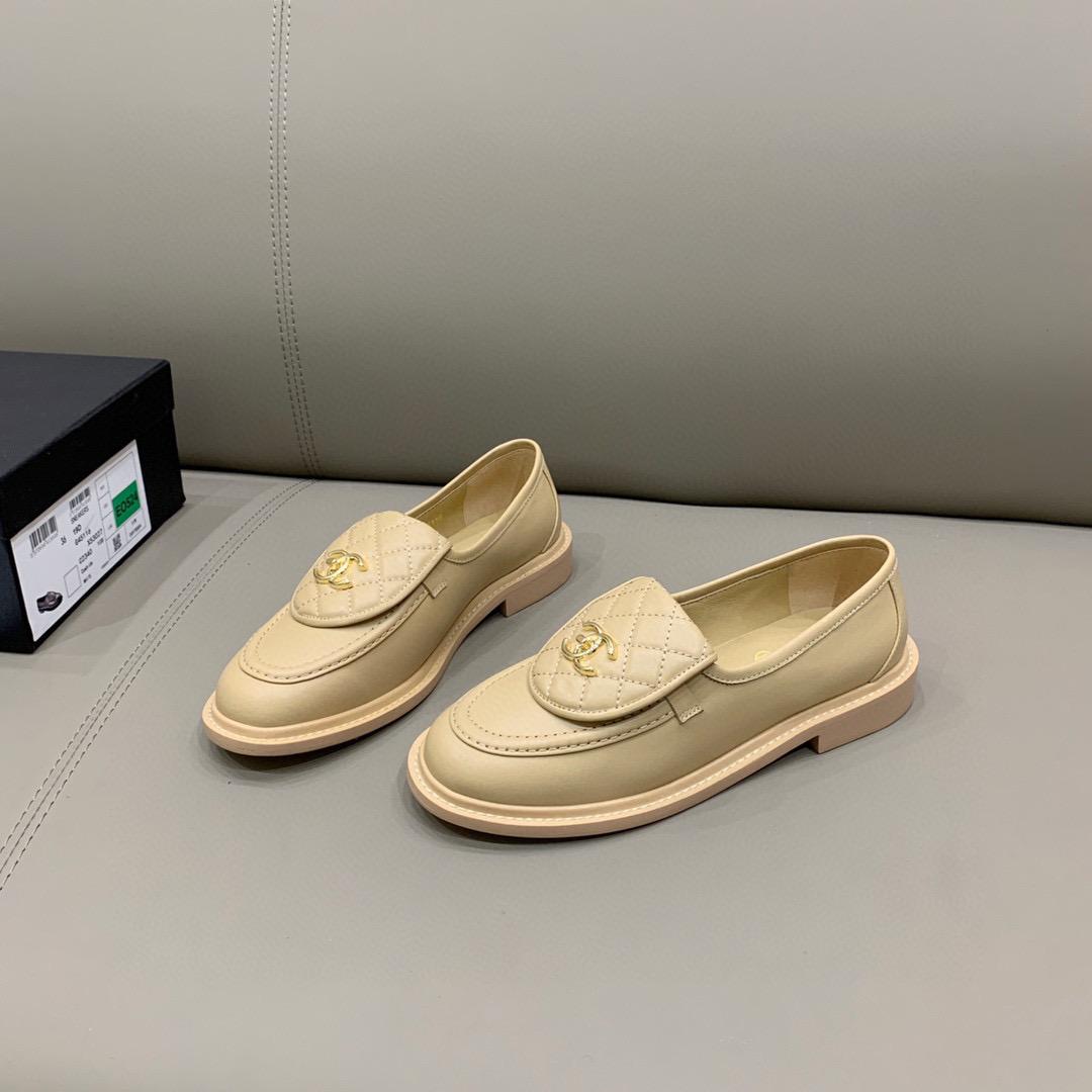 Ch**el Loafers Beige For Women, Women’s Shoes G36646