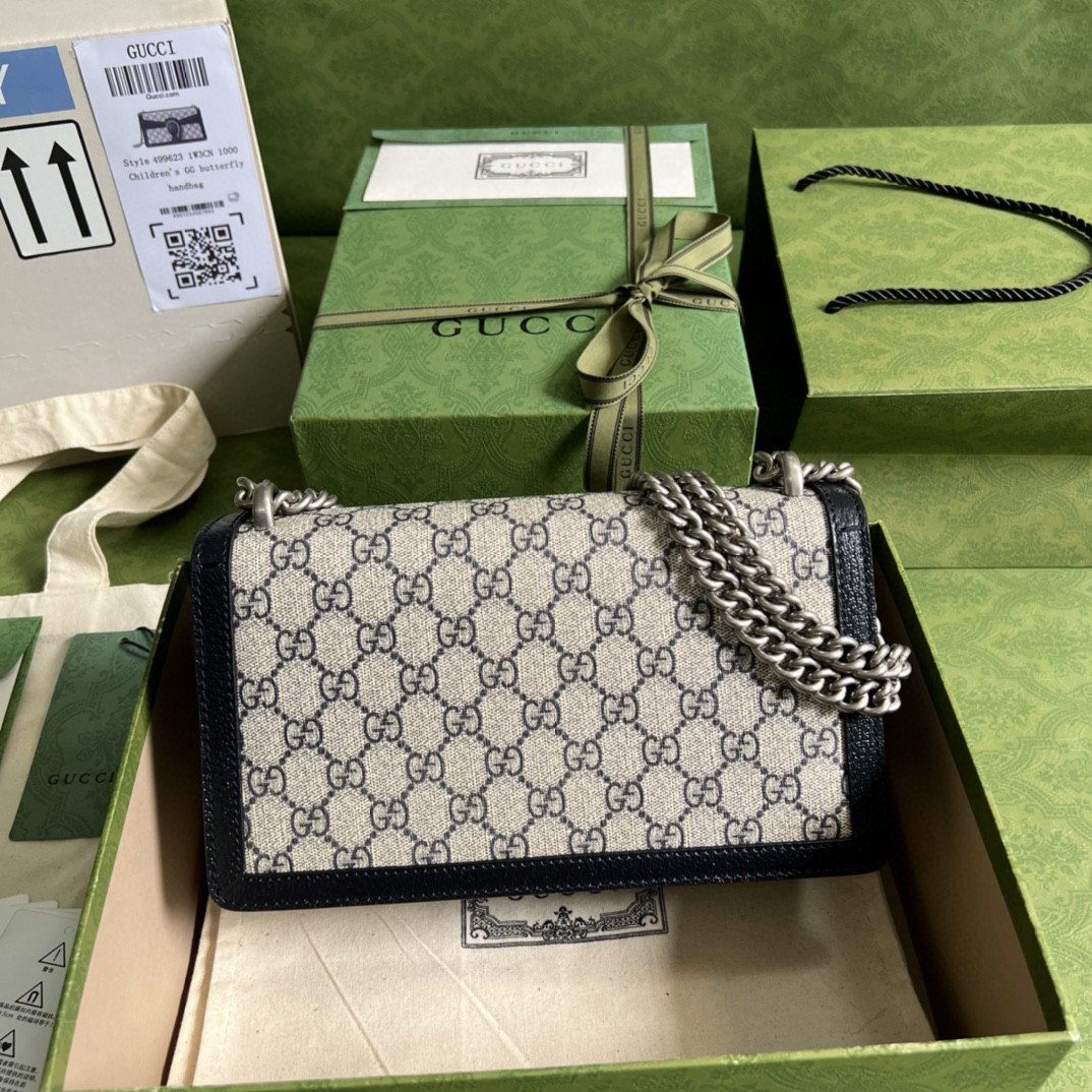 Gvc*1 Dionysus Small GG Shoulder Bag Beige And Blue GG Svp*me Canvas For Women 10in/25cm 499623 K9GSN 4075