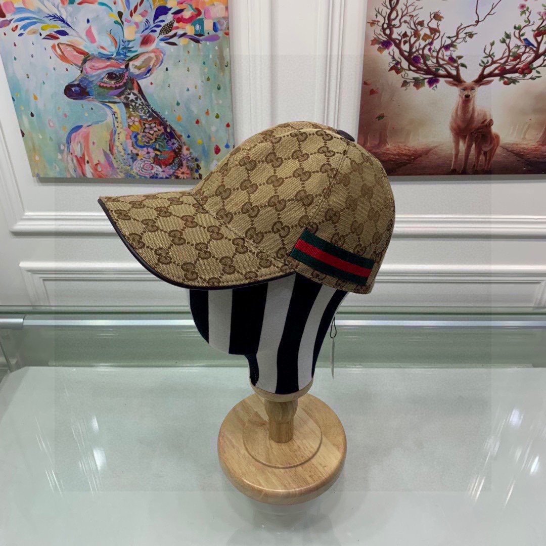 Gvc*1 Original GG Canvas Baseball Hat With Web Beige/Ebony GG Hat