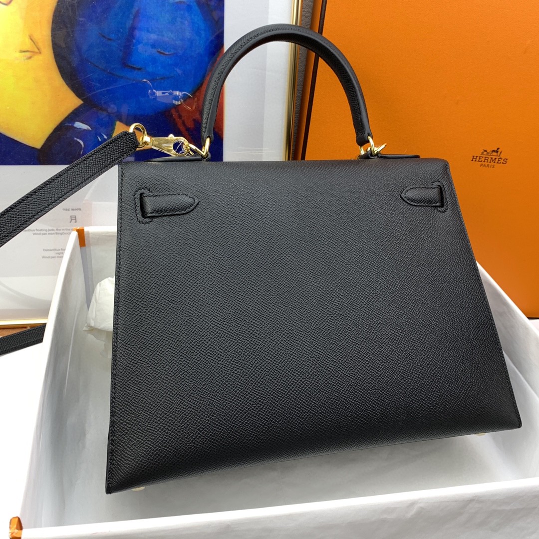 H**me5 Kelly 28 Sellier Epsom Black Bag For Women, Women’s Handbags, Shoulder Bags 11in/28cm