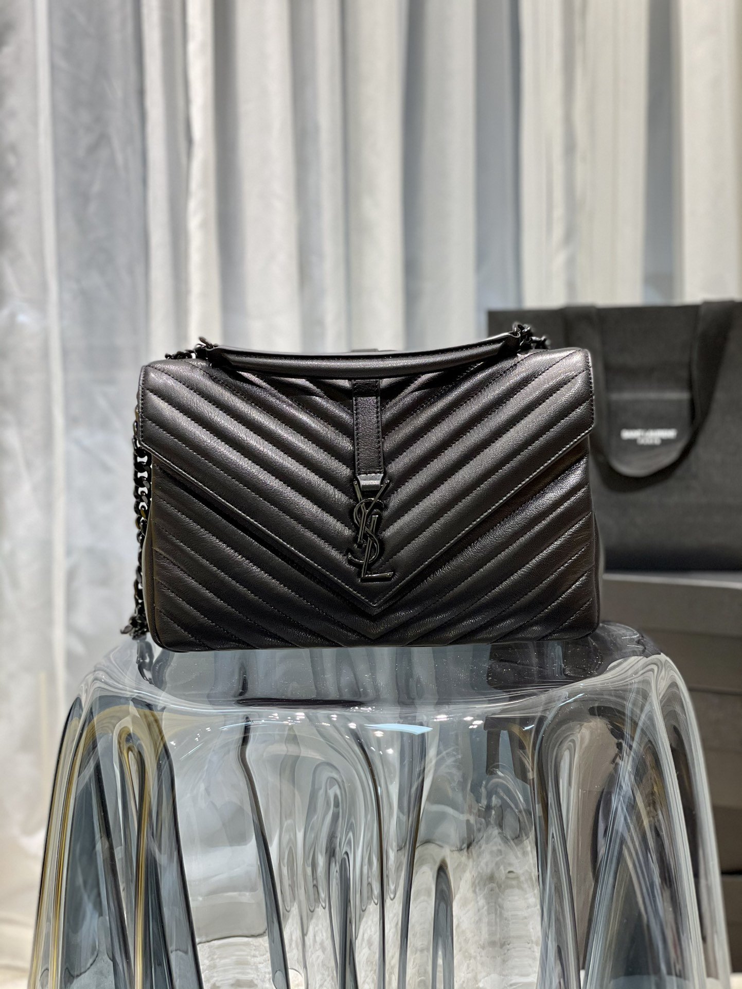 Sa1nt Lau*nt College Large Chain Bag Black With Metal Toned Hardware For Women 12.6in/32cm Y51 600278BRM081000