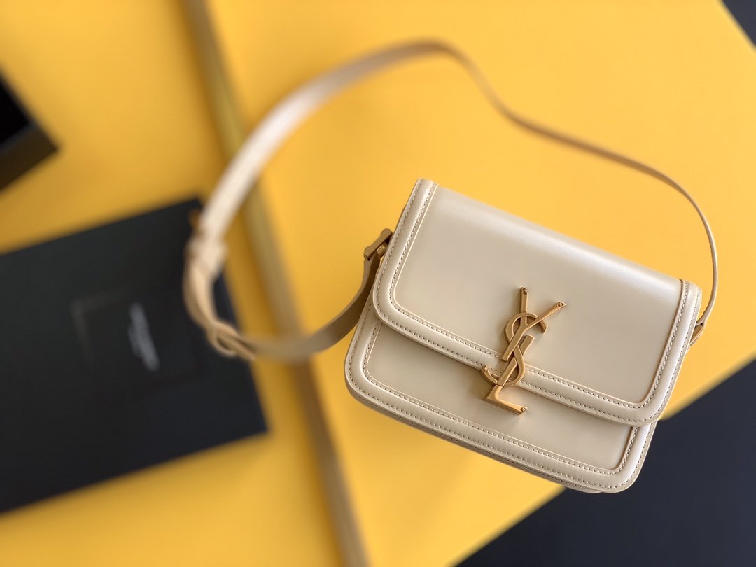 Sa1nt Lau*nt Solferino Small Satchel Bag Beige In Box With Gold Hardware 7.4in/19cm Y51 6343060SX0W9207