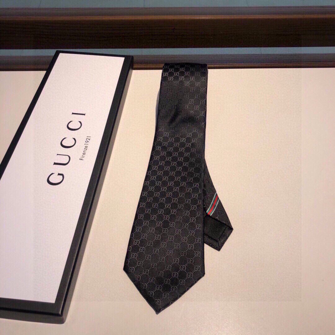 Gvc*1 GG Pattern Silk Tie Black GG Men Tie 456520 4B002 1000