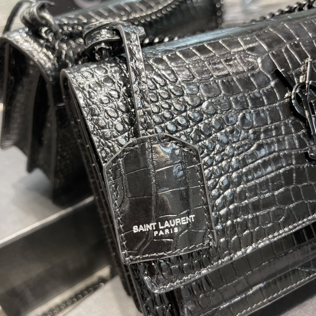Sa1nt Lau*nt Sunset Medium Chain Bag Black For Women 8.6in/22cm Y51 442906DND0U1000