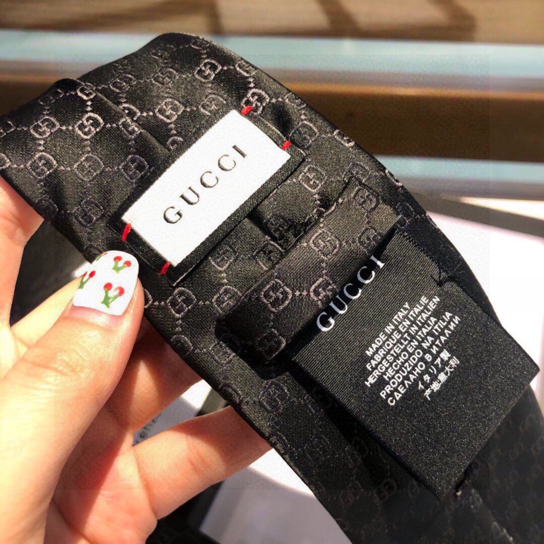 Gvc*1 GG Pattern Silk Tie Black GG Men Tie 456520 4B002 1000