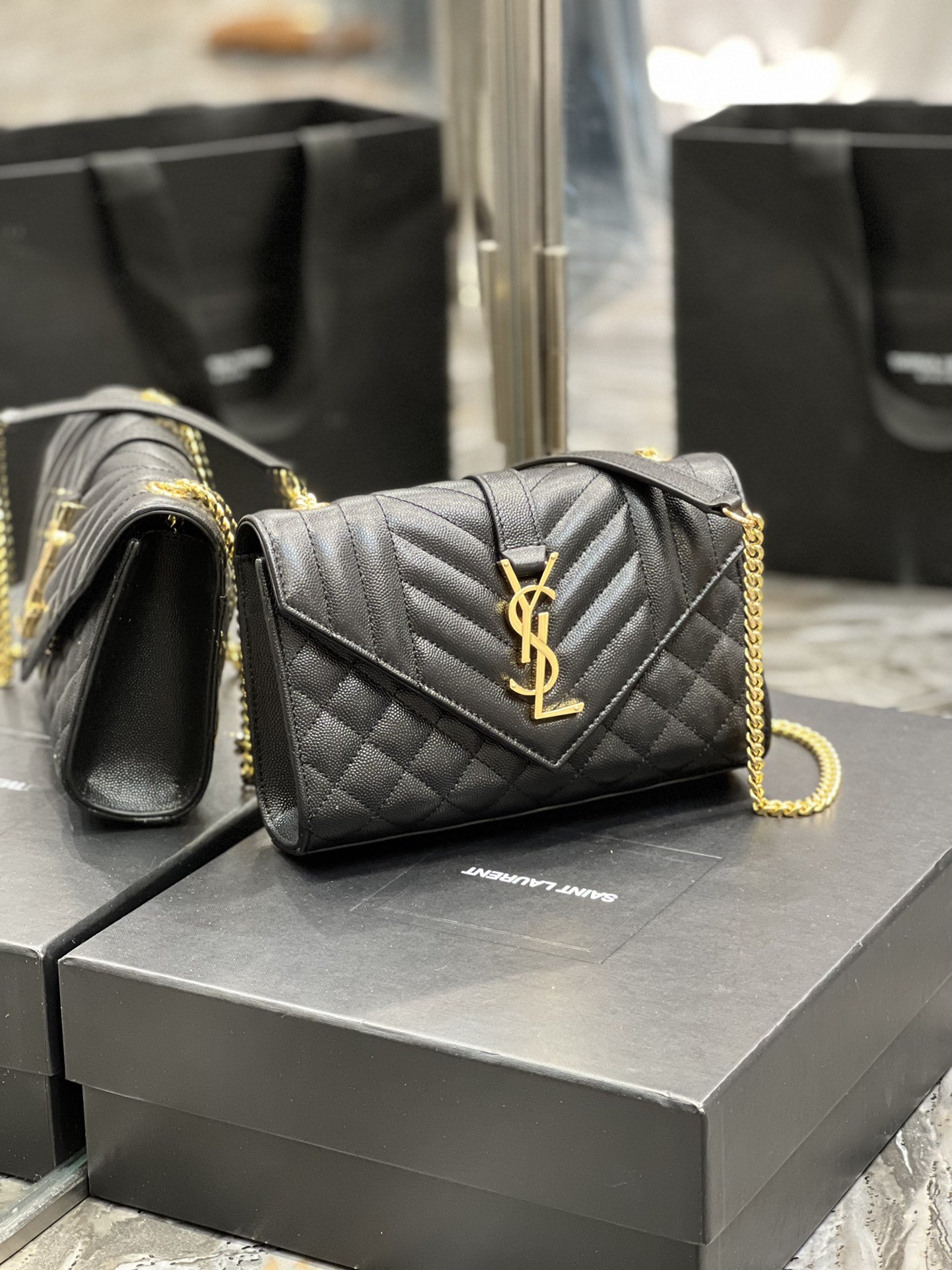 Sa1nt Lau*nt Small Bag Black In Mix Matelasse For Women 8.2in/21cm Y51 600195BOW911000