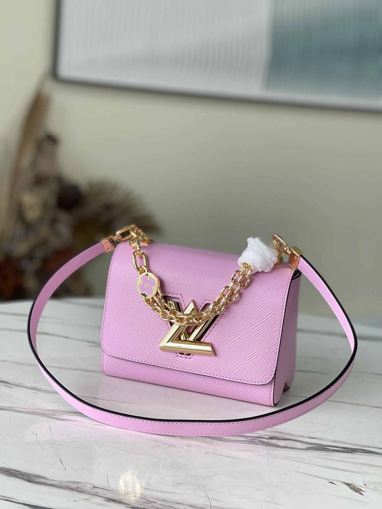 L0vis Vvtt0n Twist PM Monogram Flower Wisteria Purple For Women, Women’s Handbags, Shoulder And Crossbody Bags 9.1in/23cm LV M59405
