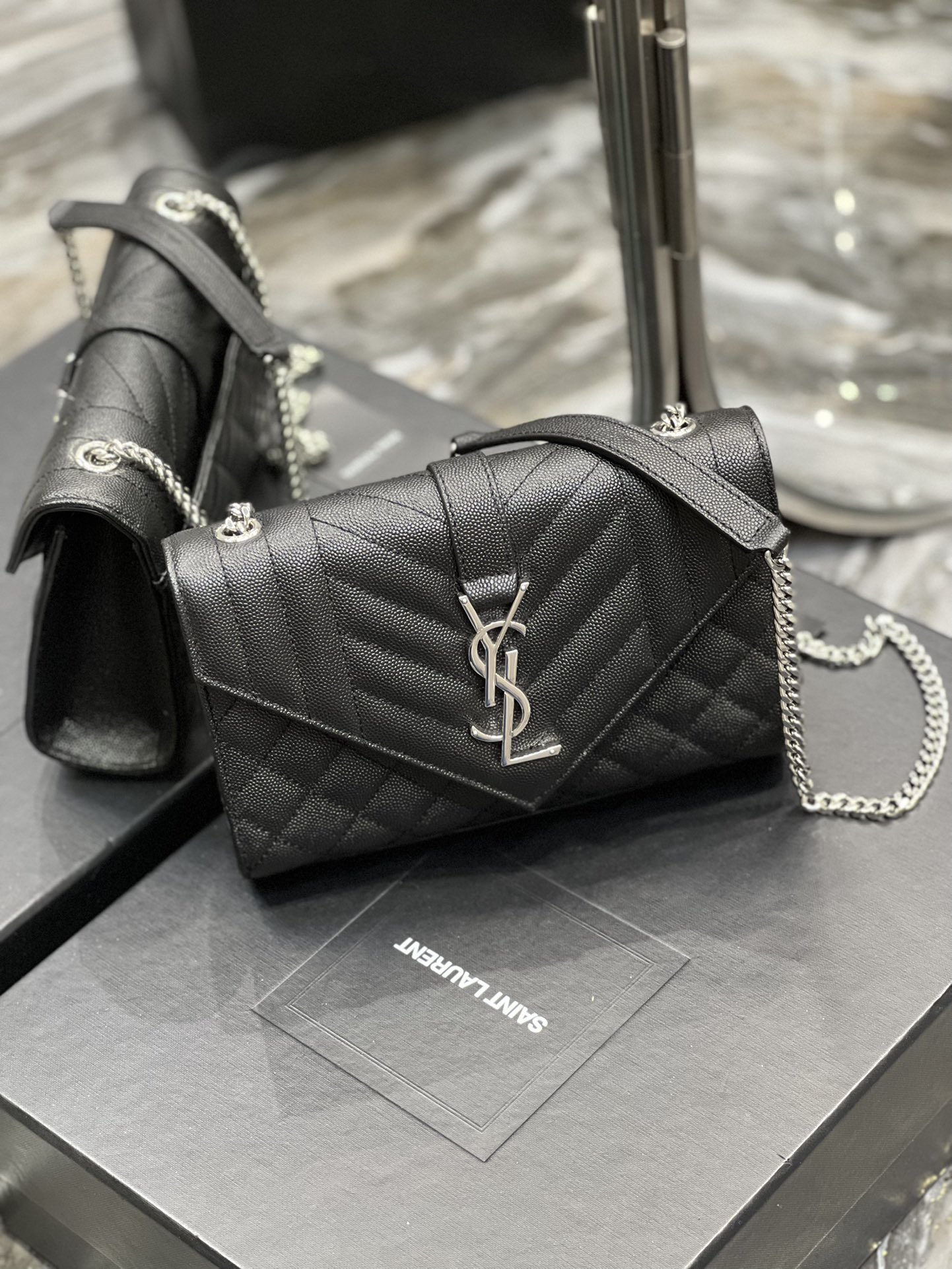 Sa1nt Lau*nt Small Bag Black In Mix Matelasse For Women 8.2in/21cm Y51 600195BOW921000