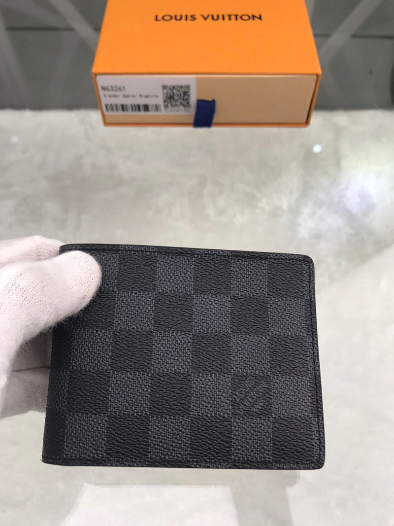 L0vis Vvtt0n Slender Wallet Damier Graphite Canvas For Men, Men’s Wallet 4.3in/11cm LV N63261