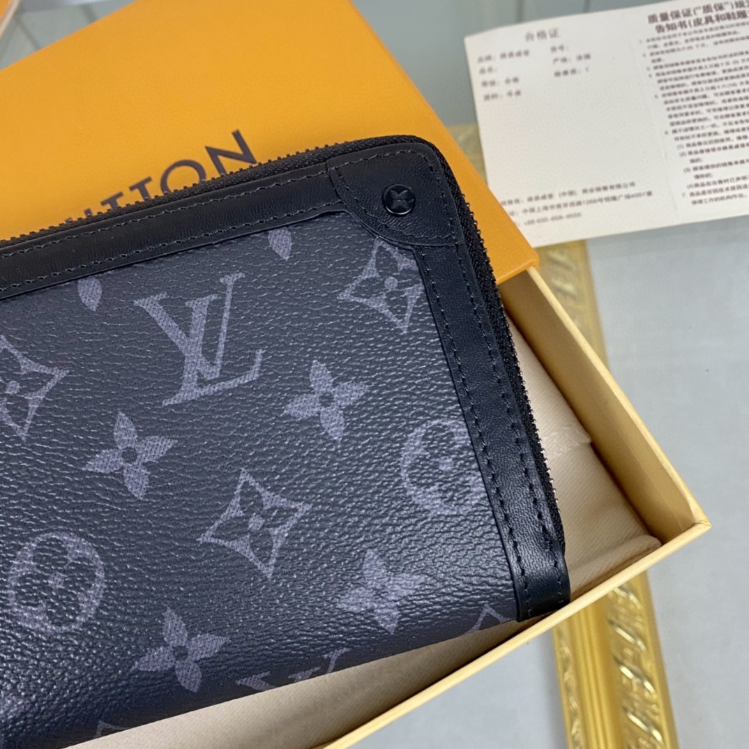 L0vis Vvtt0n Zippy Wallet Trunk Monogram Eclipse For Men, Men’s Wallet 7.7in/19.5cm LV M80558