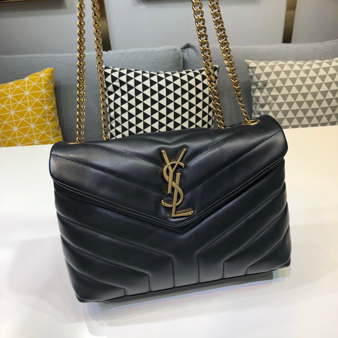 Sa1nt Lau*nt Loulou Small Chain Bag In Matelassé “Y” Black For Women 9.8in/23cm Y51 494699DV7271000