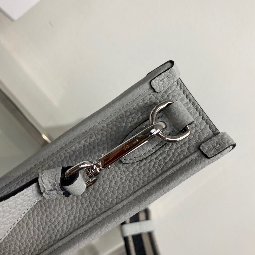 Pra*a Mini Shoulder Bag Grey For Women, Women’s Bags 7.9in/20cm
