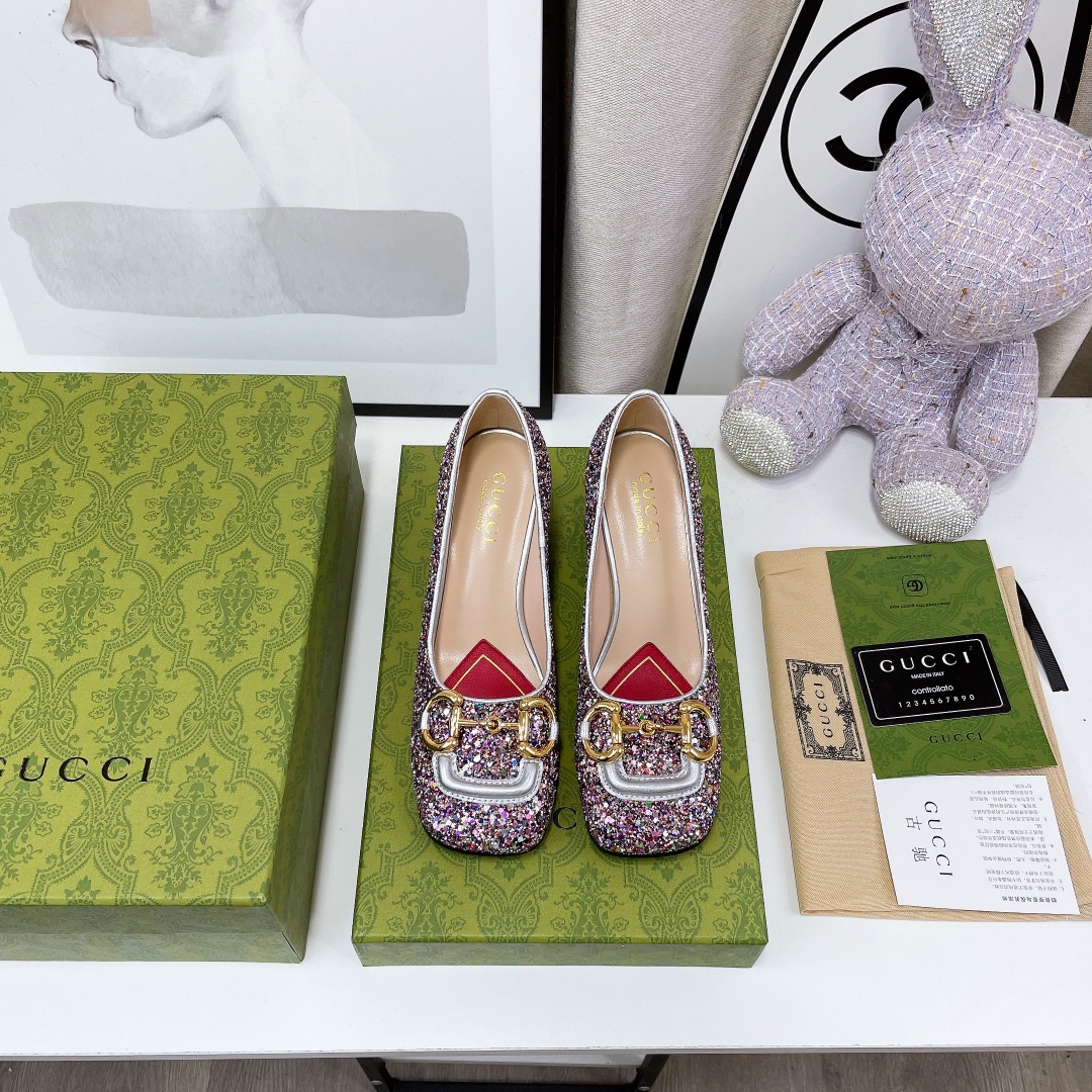 Gvc*1 Lovelight Mid-Heel Crystal Ballet Flat With Horsebit Multicolor For Women GG