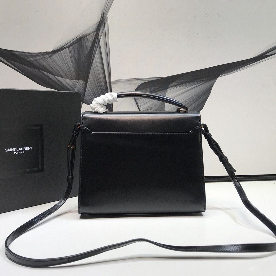 Sa1nt Lau*nt Cassandra Medium Top Handle Bag In Grain Black For Women 9.6in/24.5cm Y51 623931BOW0W1000