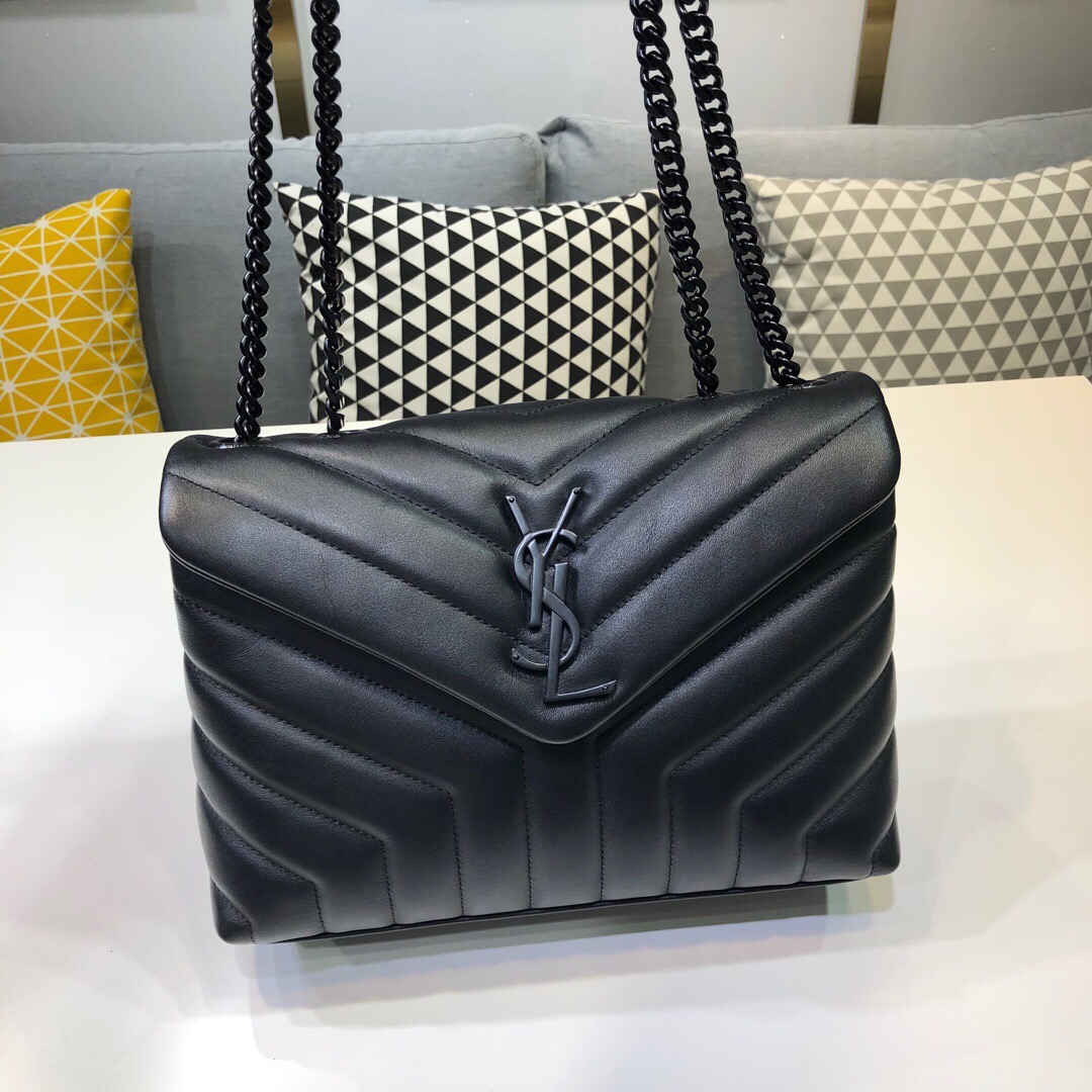 Sa1nt Lau*nt Loulou Small Chain Bag In Matelassé “Y” Black For Women 9.8in/23cm Y51 494699DV7281000