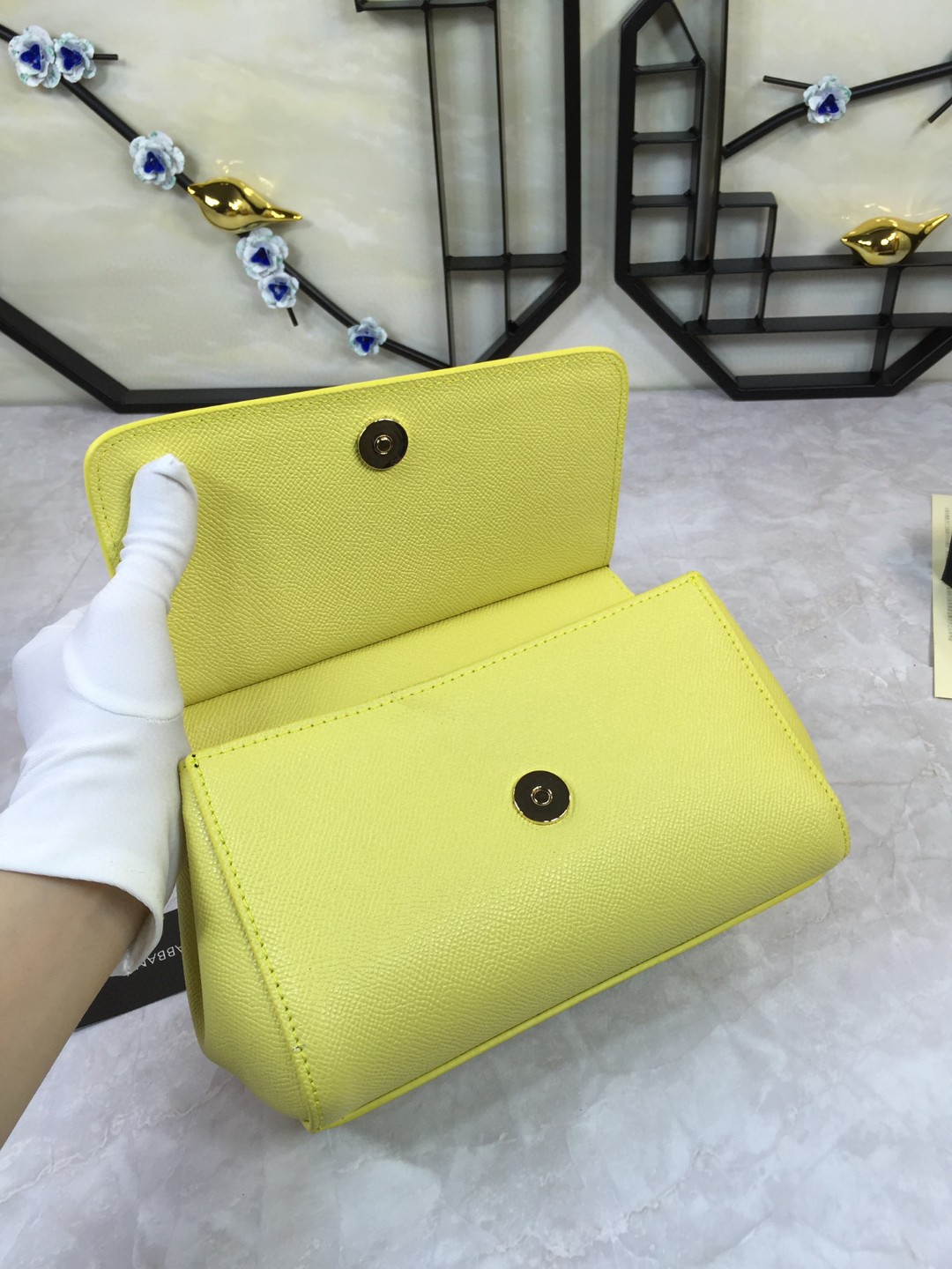 Dolce & Gabbana Medium Sicily Handbag In Dauphine Yellow For Women 10.2in/26cm DG